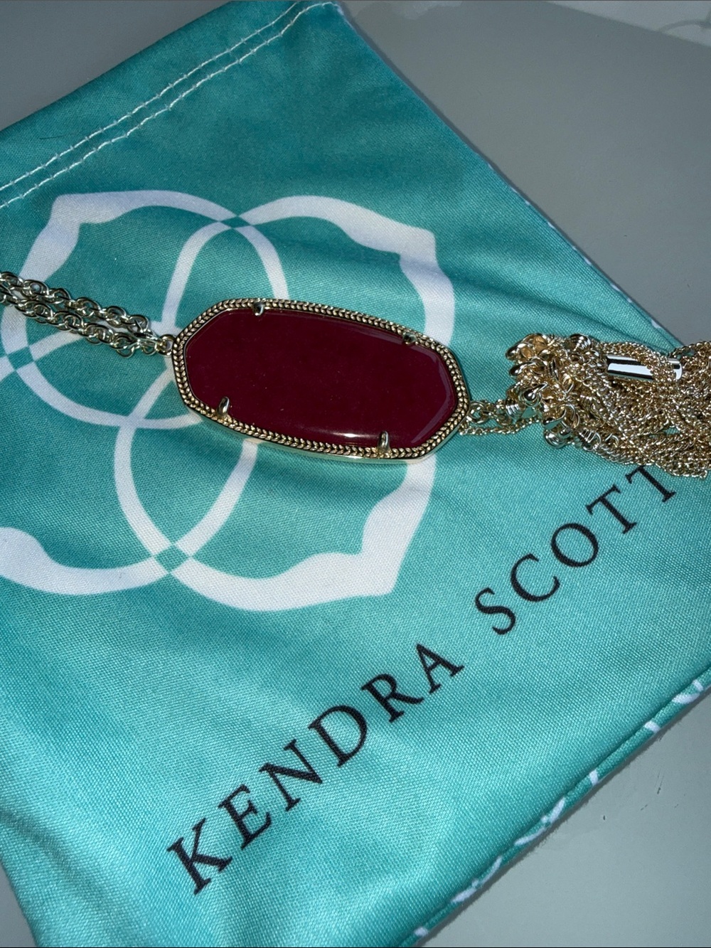 Kendra Scott Gold Necklace with Purple / Magenta Pendant